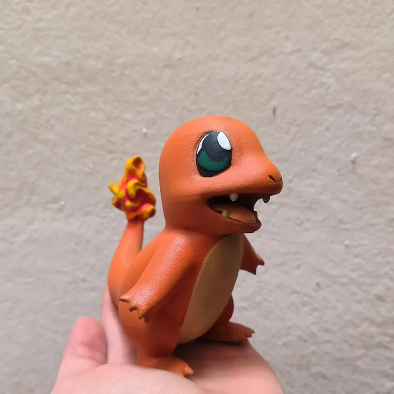 Charmander impreso en 3D y pintado a mano