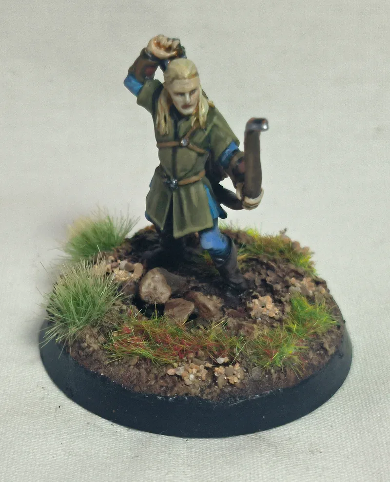 Legolas, detalle del rostro y la capa